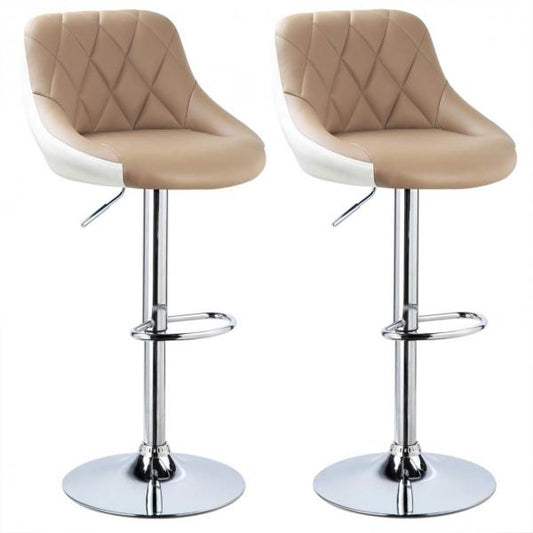 Lot de 2 tabourets de bar bicolores modèle Marc Kaki + Blanc