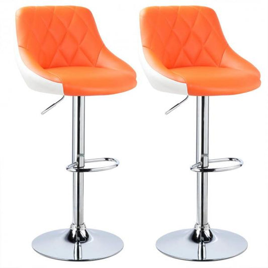 Lot de 2 tabourets de bar bicolores modèle Marc orange+blanc