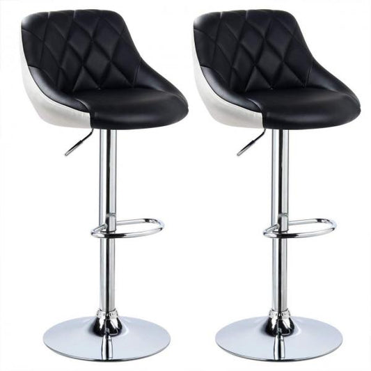 Lot de 2 tabourets de bar bicolores modèle Marc noir+blanc