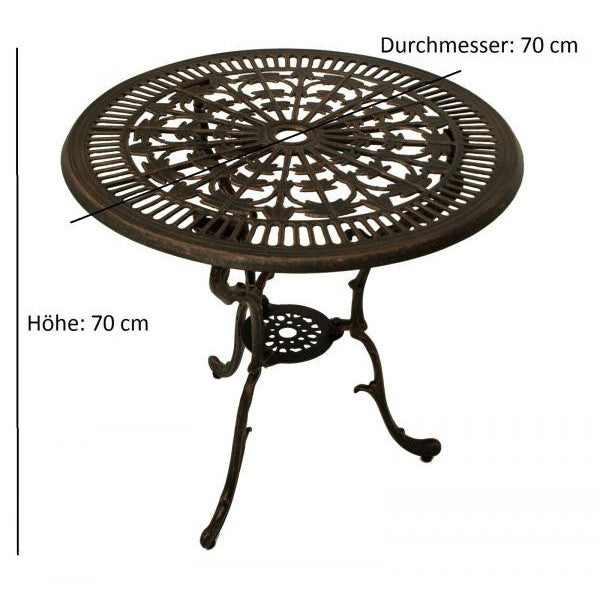 Tisch LUGANO 70cm rund, Aluguss bronze antik - Palo24