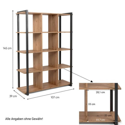 Étagère sur pied bibliothèque étagère en bois étagère de bureau 12 compartiments