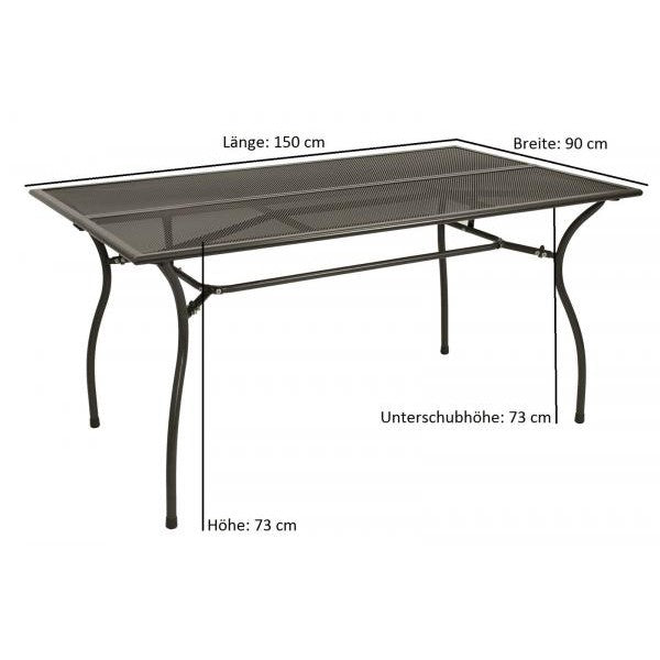 Table CLASSIC 90x150cm, métal déployé anthracite