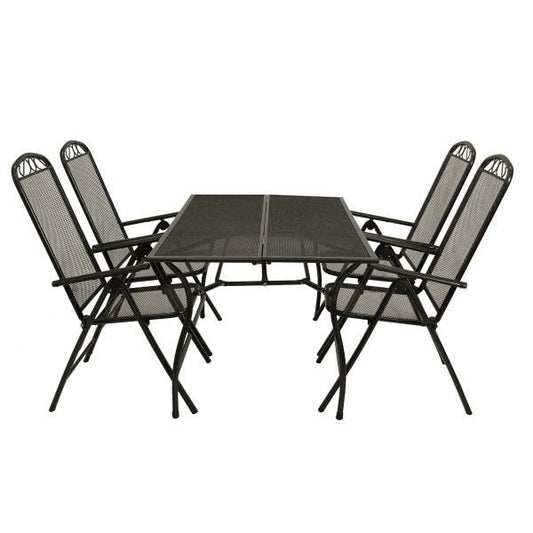 Ensemble de salon repas CLASSIC, 5 pièces, métal déployé anthracite