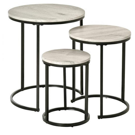 Table d'appoint noir + gris + blanc 51 cm x 51 cm x 60 cm