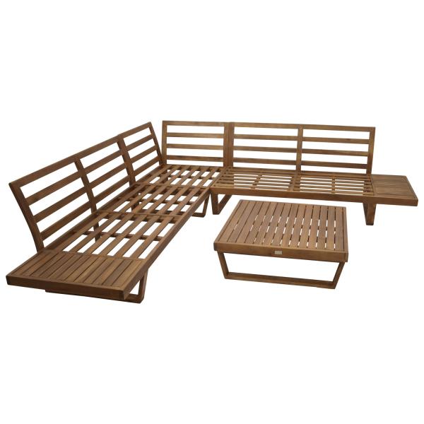 Lounge Set Gartengarnitur CARTAGENA, Akazie geölt, mit Polster grau, FSC®-zertifiziert - Palo24