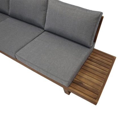 Lounge Set Gartengarnitur CARTAGENA, Akazie geölt, mit Polster grau, FSC®-zertifiziert - Palo24