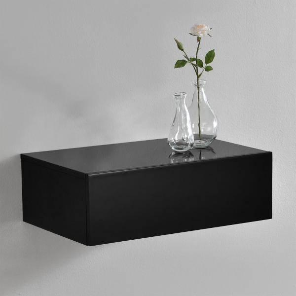 Table de chevet Oslo 46x30x15 cm avec tiroir noir brillant