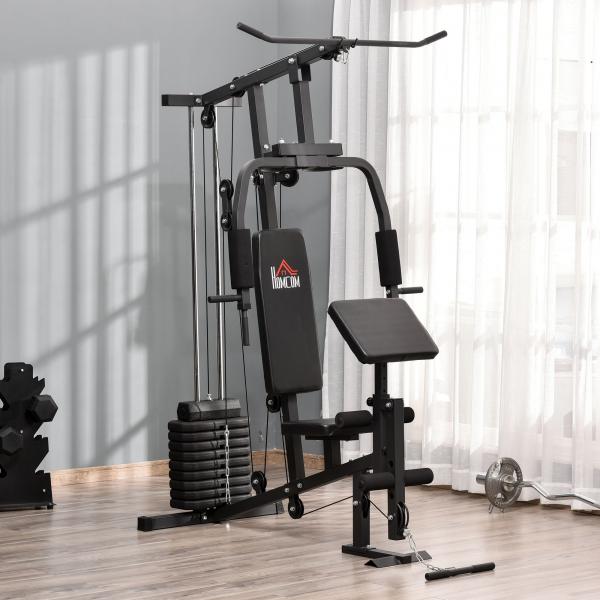 Power Station Fitness Station Multigym incl. Pesi Acciaio Nero