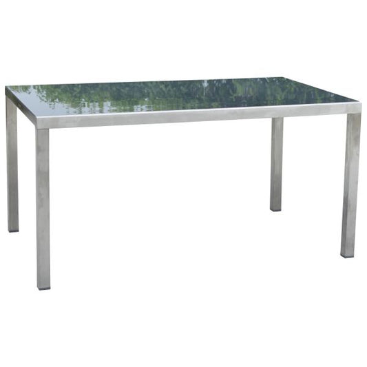 Table FERRARA 150x90cm, acier inoxydable + verre gris