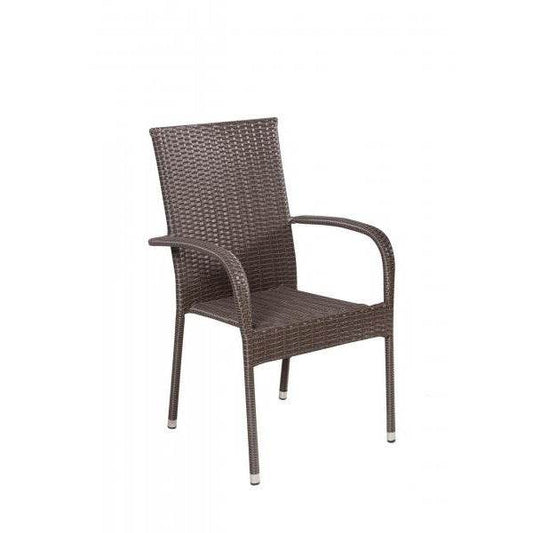 4x Stapellstuhl Polyrattan-Geflecht braun Armlehnstuhl - Palo24