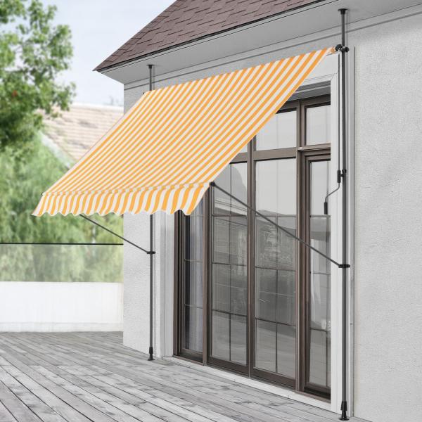 Tenda da sole a morsetto 150x120x200-300cm senza foratura giallo/bianco a righe