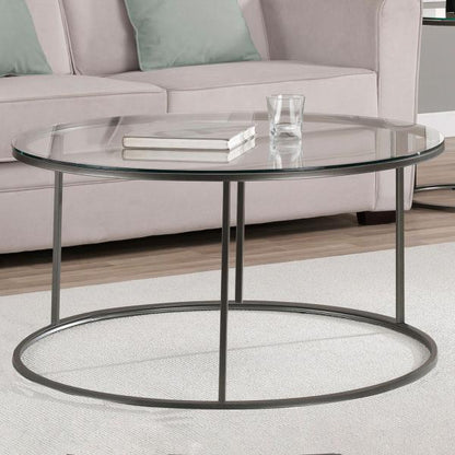 Table basse Kolari en verre clair 45 x Ø80 cm noir/transparent