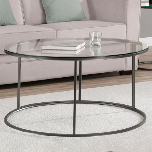 Table basse Kolari en verre clair 45 x Ø80 cm noir/transparent