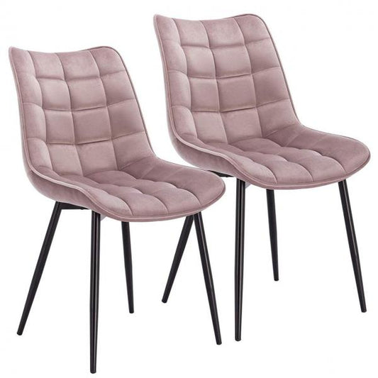2er-Set Küchenstuhl mit Rückenlehne aus Samt Metallbeine Elif rosa