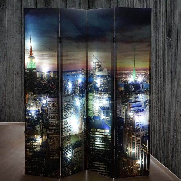 LED-Paravent Trennwand Raumteiler New York, Timer, netzbetrieben 180x160cm, 28 LEDs - Palo24