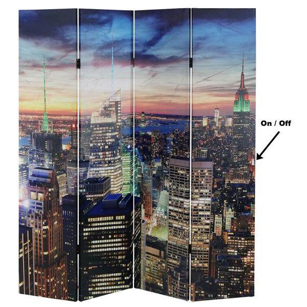 LED-Paravent Trennwand Raumteiler New York, Timer, netzbetrieben 180x160cm, 28 LEDs - Palo24
