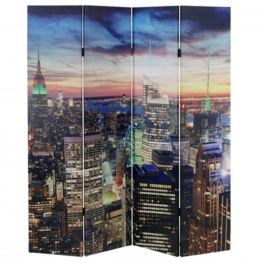 LED-Paravent Trennwand Raumteiler New York, Timer, netzbetrieben 180x160cm, 28 LEDs