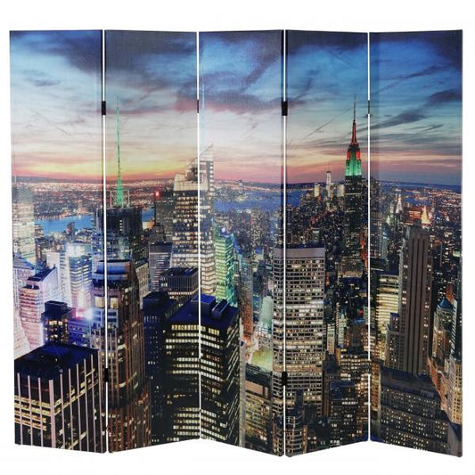 LED-Paravent Trennwand Raumteiler New York, Timer, netzbetrieben 180x200cm, 30 LEDs