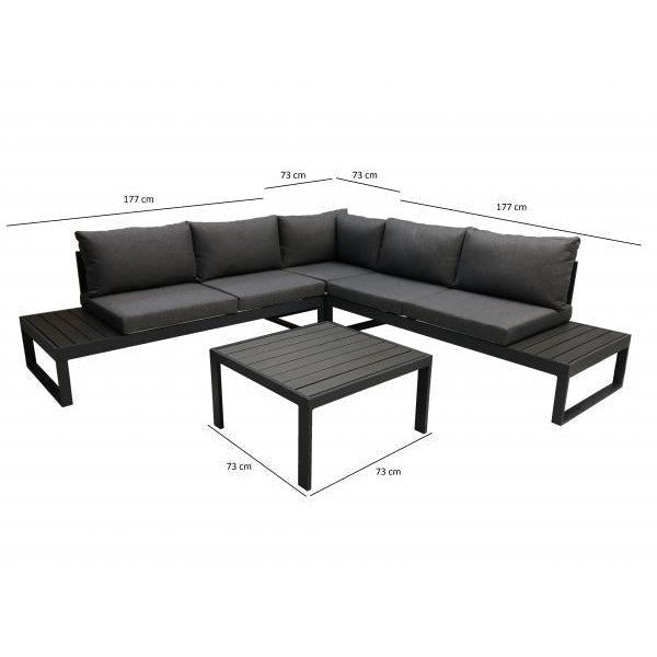 Lounge Set CAVOUR, Aluminium anthrazit, Polster grau