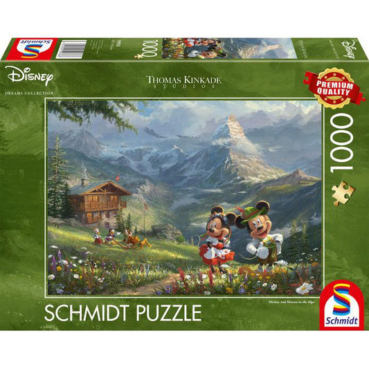 Disney, Mickey & Minnie in den Alpen - 1000 Teile Puzzle (Thomas Kinkade)