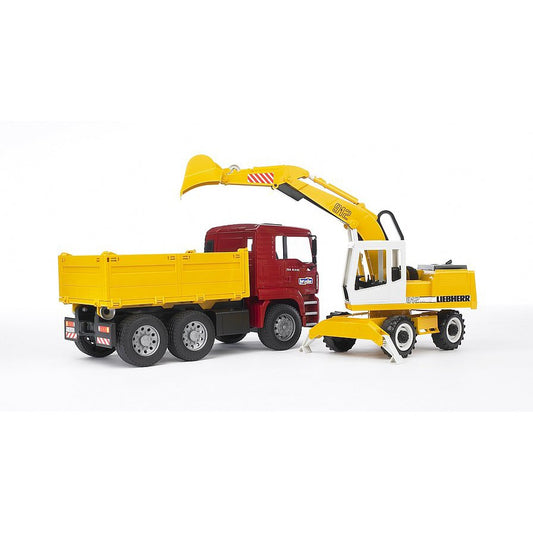 Bruder 02751 - Autocarro ribaltabile MAN TGA e escavatore a pala Liebherr