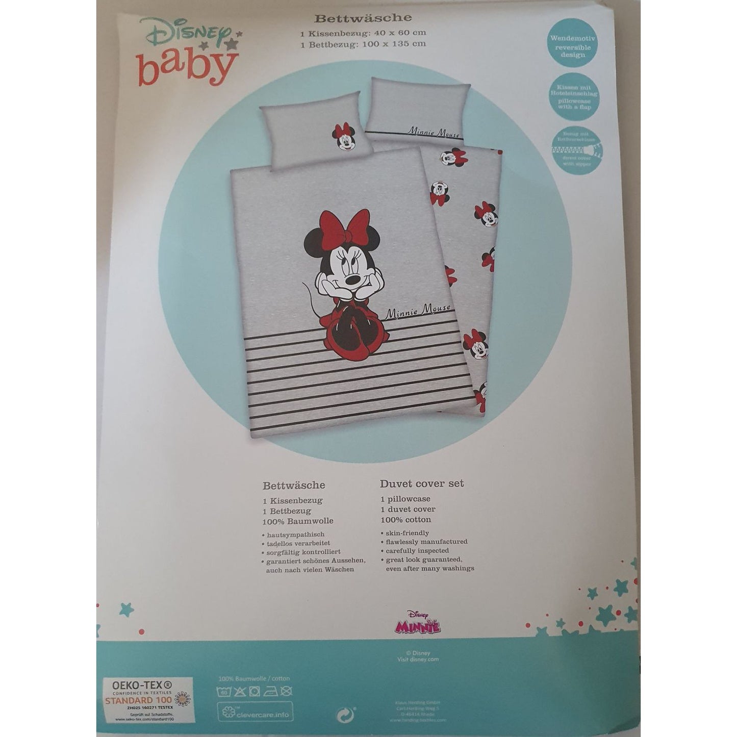 Disney Minnie Mouse - Wendebettwäsche - 40 x 60 / 135 x 100 cm