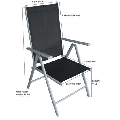 Garnitur Sitzgruppe SORANO 5-teilig mit Tisch 70x125cm, Aluminium + Polywood + Kunstgewebe schwarz - Palo24