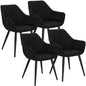 Lot de 4 chaises de salle à manger en lin et acier Bela noir