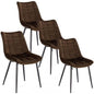 Lot de 4 chaises de cuisine avec dossier en velours pieds métal Elif marron