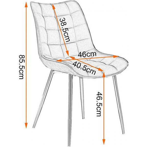 Lot de 4 chaises de cuisine avec dossier en velours pieds métal Elif marron