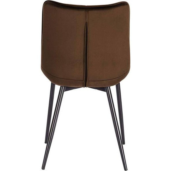 Lot de 4 chaises de cuisine avec dossier en velours pieds métal Elif marron