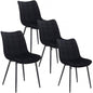 Lot de 4 chaises de cuisine dossier velours et pieds métal Elif noir