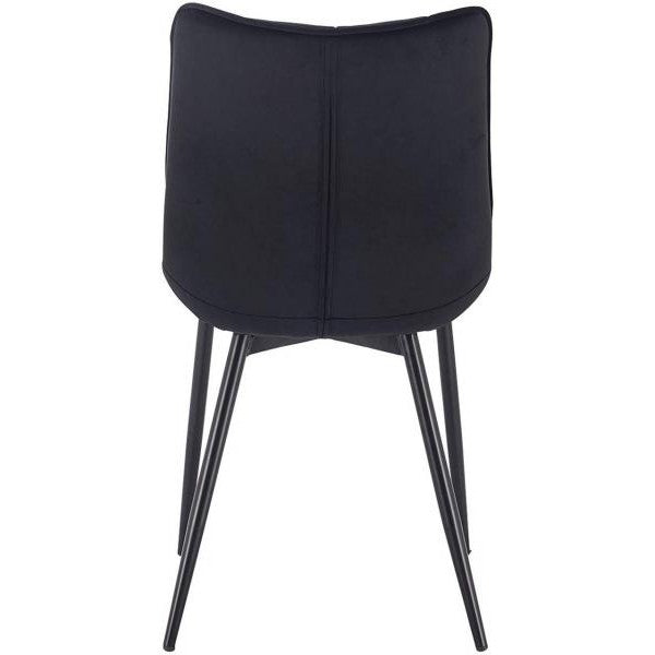 Lot de 4 chaises de cuisine dossier velours et pieds métal Elif noir