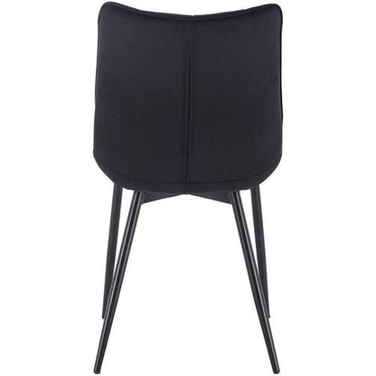 Lot de 4 chaises de cuisine dossier velours et pieds métal Elif noir