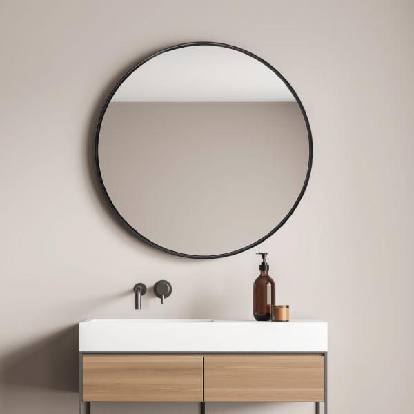 Miroir mural Ordona noir, mat rond Ø 60 cm