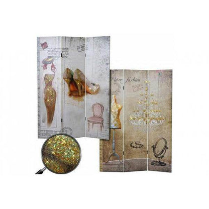 Foto-Paravent Vintage, Raumteiler Trennwand, Glitzer Retro Fashion FSC-zertifiziert ~ 180x200cm - Palo24
