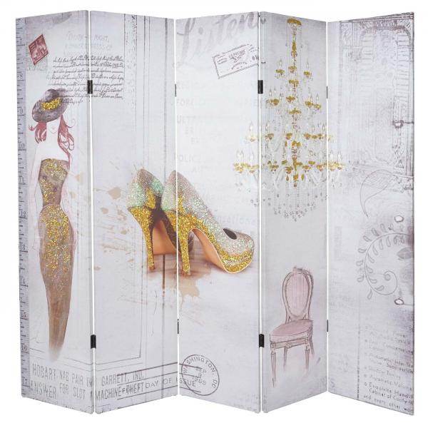 Foto-Paravent Vintage, Raumteiler Trennwand, Glitzer Retro Fashion FSC-zertifiziert ~ 180x200cm - Palo24