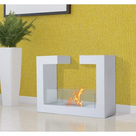 Bioethanol freistehender Bodenkamin Design Weiss