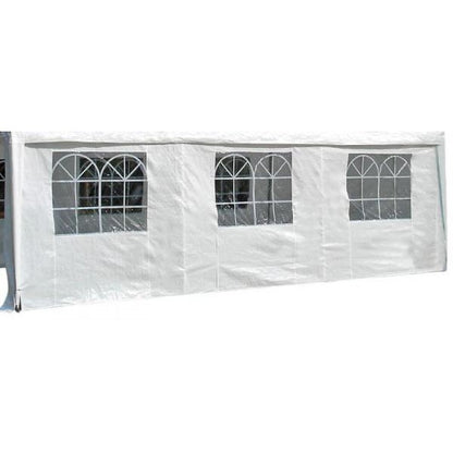 Seitenplane für Partyzelt, Länge 6 Meter, PVC weiß mit Fenstern