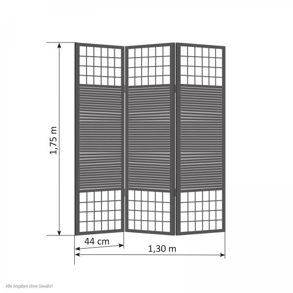 3 fach Holz Paravent Raumteiler braun Bambus