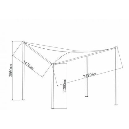 Pavillon ORLANDO 3,5x3,5 Meter mit Plane PVC-bechichtet weiss