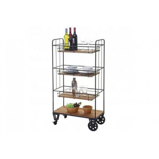 Servierwagen, Regal Küchenhelfer Barwagen Metallregal mit Hängekörben - Palo24