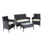 Poly-Rattan Garten-Garnitur HWC-D82, Sitzgruppe Lounge-Set ~ schwarz mit Kissen creme - Palo24