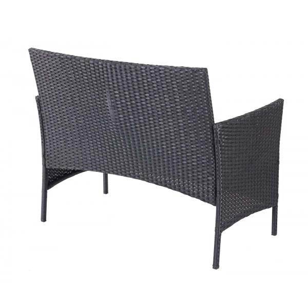 Poly-Rattan Garten-Garnitur HWC-D82, Sitzgruppe Lounge-Set ~ schwarz mit Kissen creme - Palo24