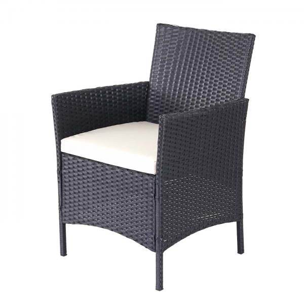 Poly-Rattan Garten-Garnitur HWC-D82, Sitzgruppe Lounge-Set ~ schwarz mit Kissen creme - Palo24
