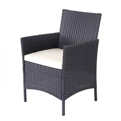 Poly-Rattan Garten-Garnitur HWC-D82, Sitzgruppe Lounge-Set ~ schwarz mit Kissen creme - Palo24