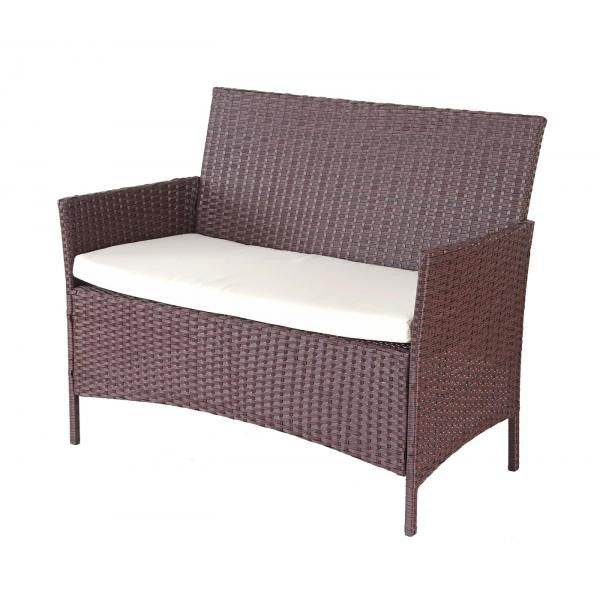 Poly-Rattan Garten-Garnitur HWC-D82, Sitzgruppe Lounge-Set ~ braun-meliert mit Kissen creme - Palo24
