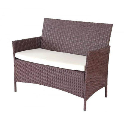 Poly-Rattan Garten-Garnitur HWC-D82, Sitzgruppe Lounge-Set ~ braun-meliert mit Kissen creme - Palo24