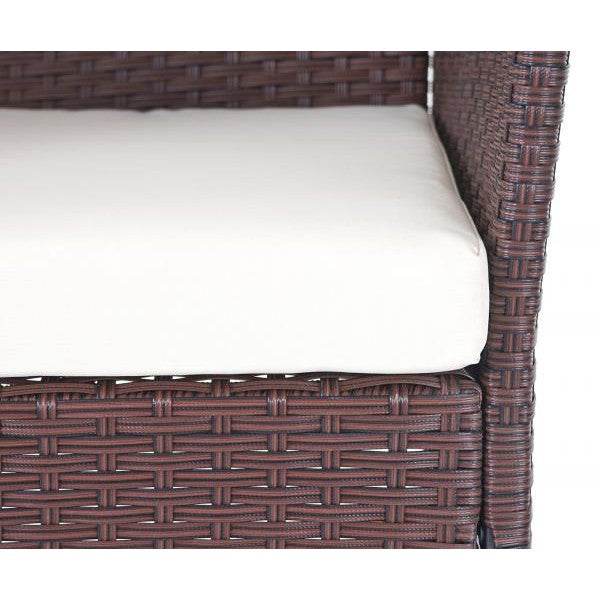 Poly-Rattan Garten-Garnitur HWC-D82, Sitzgruppe Lounge-Set ~ braun-meliert mit Kissen creme - Palo24