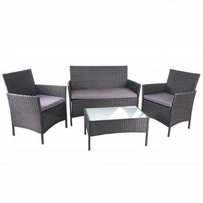 Poly-Rattan Garten-Garnitur HWC-D82, Sitzgruppe Lounge-Set ~ schwarz mit Kissen anthrazit - Palo24